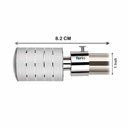 FERIO Stainless Steel and Aluminium Curtain Holder Bracket for Door and Windows Fitting Accessories for Home Décor for 1 Inch Rod Size Only Finials Set Silver Colour (Pack of 2) - Image 3