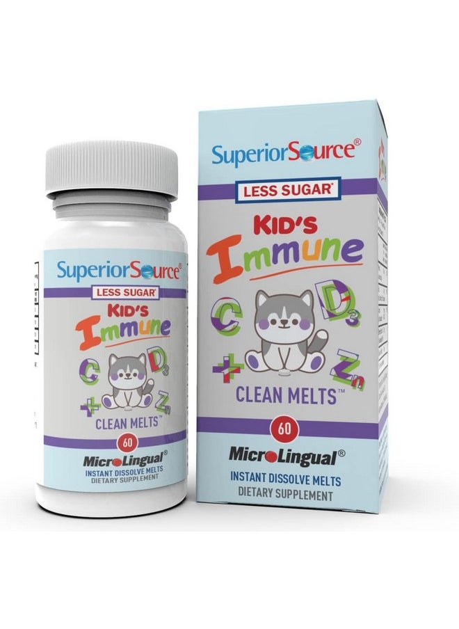 Superior Source Superior Source Kid’s Immune, Clean Melts, Quick Dissolve MicroLingual Tablets, 60 Ct, Alternative to Gummies, Zinc (2 mg), Vitamin C (30 mg), D3 (400 IU), Elderberry Extract, Non-GMO  - Image 1
