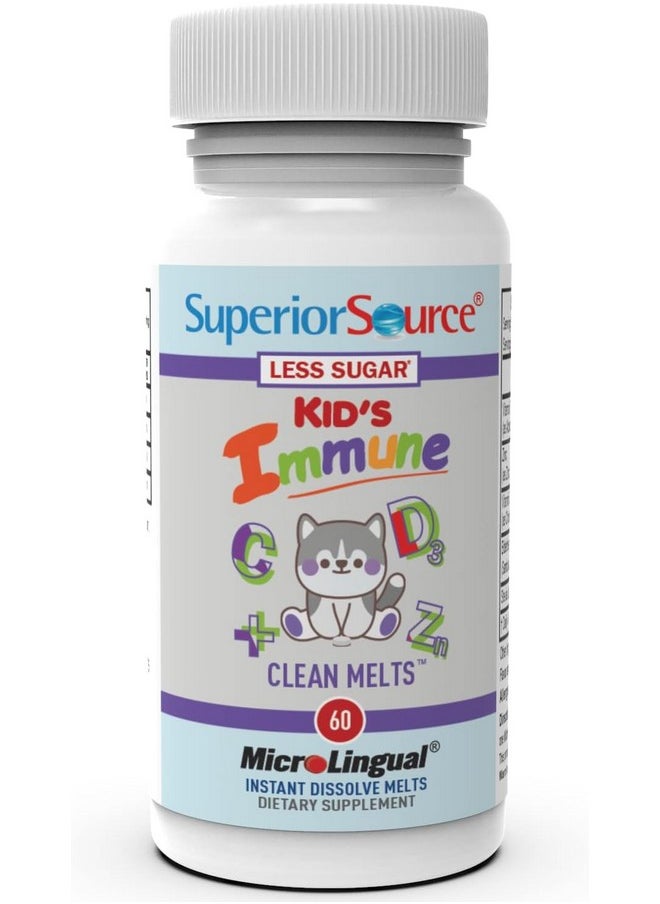 Superior Source Superior Source Kid’s Immune, Clean Melts, Quick Dissolve MicroLingual Tablets, 60 Ct, Alternative to Gummies, Zinc (2 mg), Vitamin C (30 mg), D3 (400 IU), Elderberry Extract, Non-GMO  - Image 3