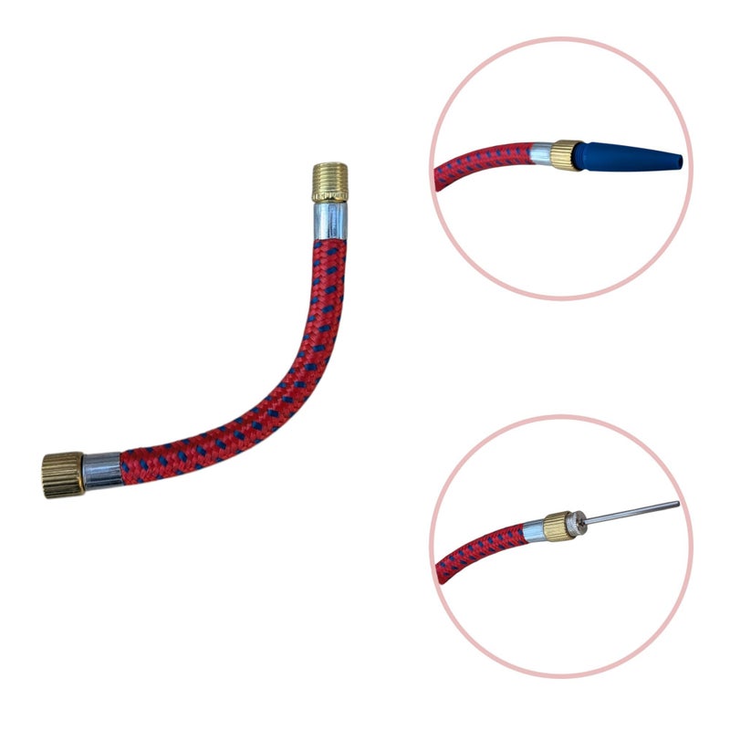 Flexible Mini Air Blower Hose Connector with 4 Tips - 3 Ball Inflator Needles and Plastic Nozzle for Floats, Mattresses, Balloons - Image 3