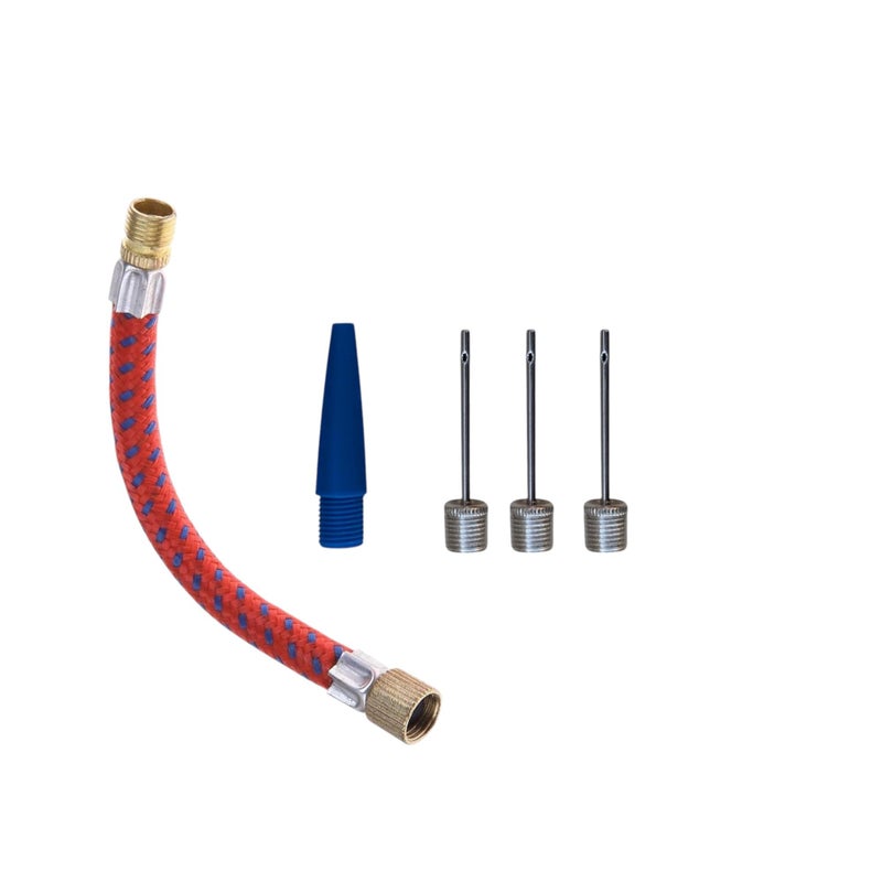 Flexible Mini Air Blower Hose Connector with 4 Tips - 3 Ball Inflator Needles and Plastic Nozzle for Floats, Mattresses, Balloons - Image 1