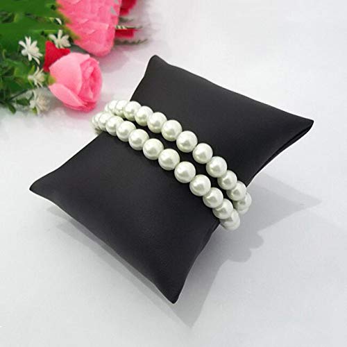 Natuworld 6Pcs Black PU Leather Small Bracelet Watch Pillow Bangle Cushions for Jewelry Displays Stand 3.15 x 3.54 inch - Image 2