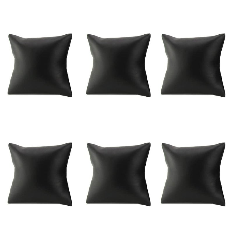 Natuworld 6Pcs Black PU Leather Small Bracelet Watch Pillow Bangle Cushions for Jewelry Displays Stand 3.15 x 3.54 inch - Image 1