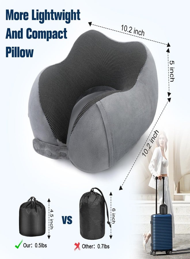 Cirorld Neck Pillow for Traveling, Travel Pillows for Airplanes,100% Pure Memory Foam Travel Neck Pillow, Adjustable Flight Pillow, Portable Plane Accessories with Eye Mask, Earplugs, Carry Bag - Image 3