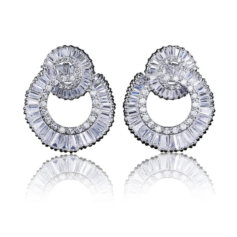 Woerda Celebrity Design Women Elegant Statement Rhinestone Jewelry Dangle Drop Earrings Studs - Image 1