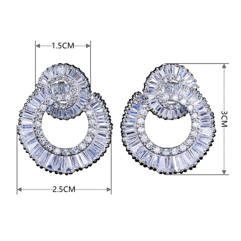 Woerda Celebrity Design Women Elegant Statement Rhinestone Jewelry Dangle Drop Earrings Studs - Image 2