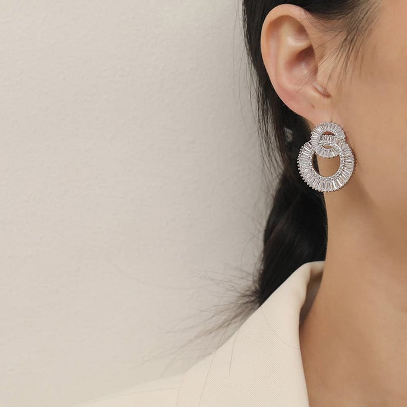 Woerda Celebrity Design Women Elegant Statement Rhinestone Jewelry Dangle Drop Earrings Studs - Image 5