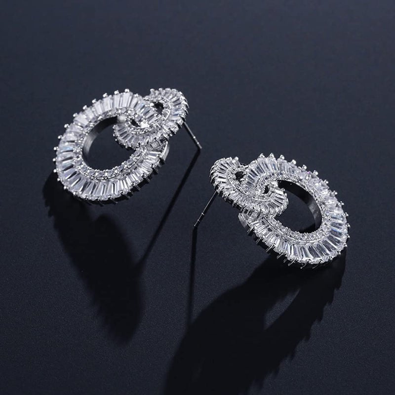 Woerda Celebrity Design Women Elegant Statement Rhinestone Jewelry Dangle Drop Earrings Studs - Image 4