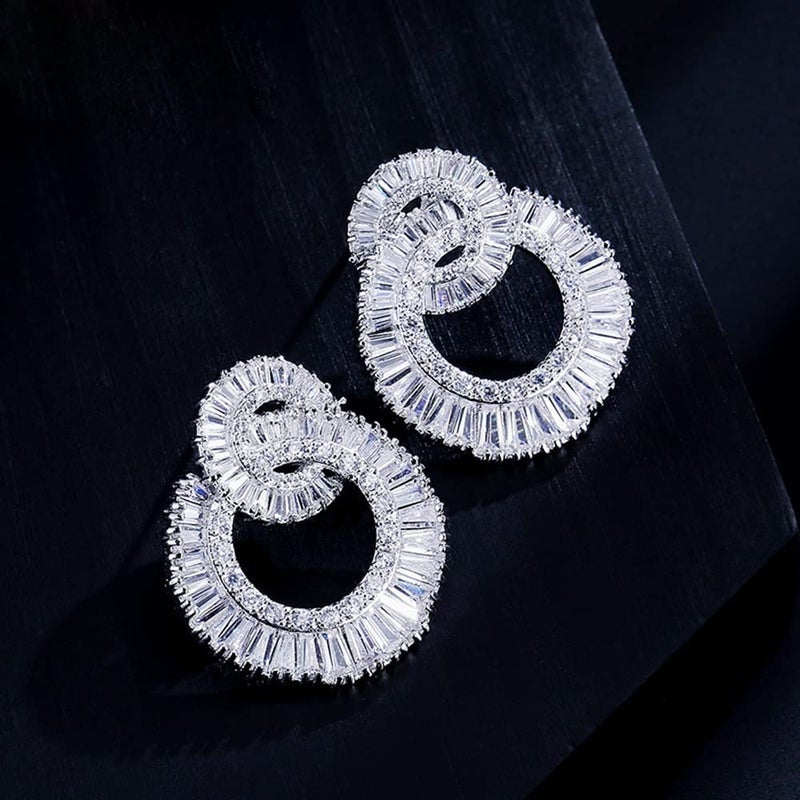 Woerda Celebrity Design Women Elegant Statement Rhinestone Jewelry Dangle Drop Earrings Studs - Image 3