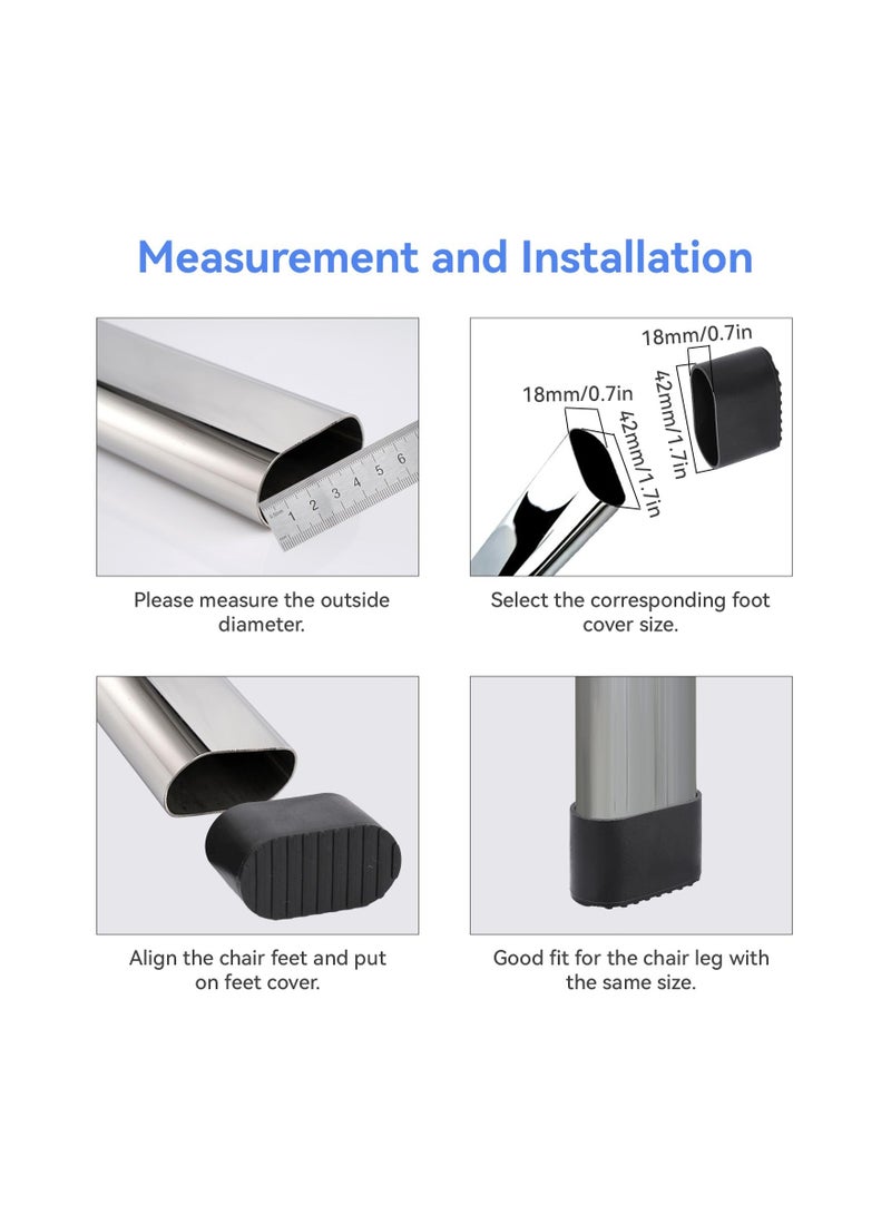 Zikra Oval Plastic Chair Leg Caps, Small Leg Caps Furniture Table Leg Covers, Outdoor Chair Leg Floor Protectors Patio Chair Feet Caps, 1.5" X 0.7" for Tables, Chairs, Stools, and More(50 Pcs )(Black ) - Image 5