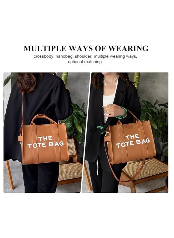 PU Leather Tote Bag Trendy Travel Tote Bag Handbag Top-Handle Shoulder Crossbody Bags  - Image 3