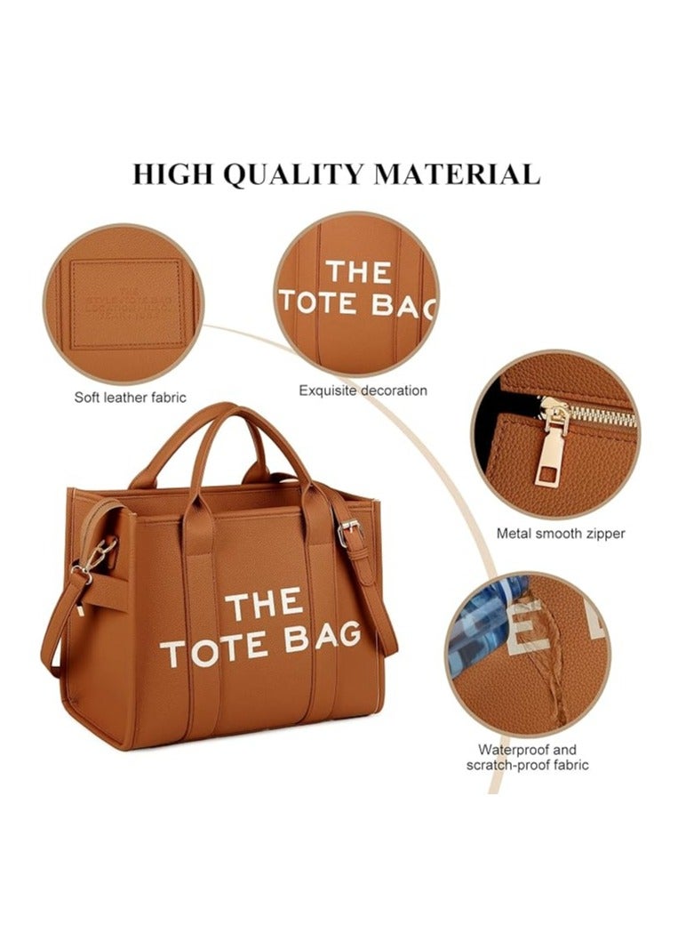 PU Leather Tote Bag Trendy Travel Tote Bag Handbag Top-Handle Shoulder Crossbody Bags  - Image 5