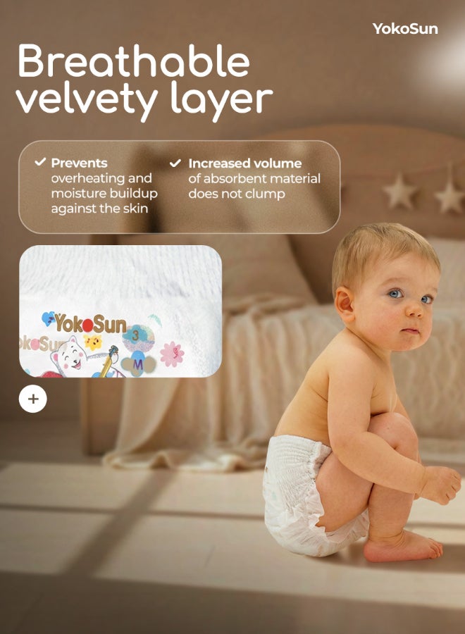 YokoSun Premium Baby Diaper Pants, Size 3 / M (6-10 kg), 56 pcs â€“ Ultra-Soft, Hypoallergenic Nappies, Japanese Quality for Baby Skin Care, Leakproof with 12-Hour Dryness Protection - Image 5