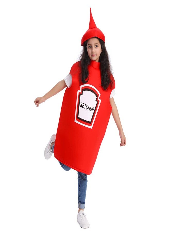 DSplay زي تنكري للأطفال من دي إس بلاي على شكل كاتشب الخردل لحفلة الهالوين (10-12 سنة، أحمر) - Image 5