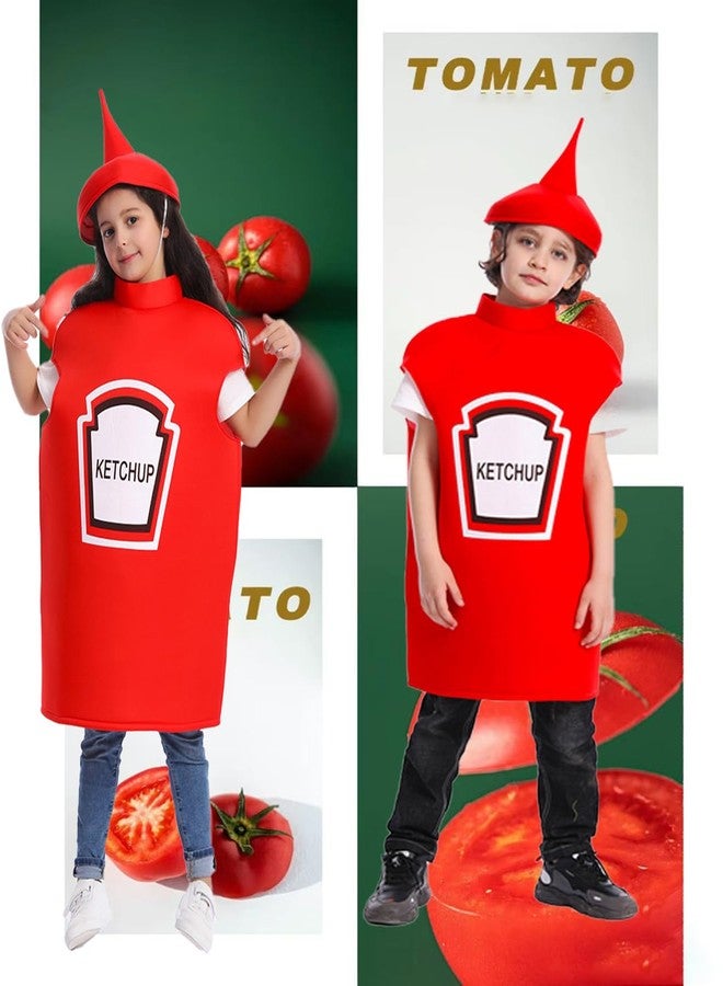 DSplay زي تنكري للأطفال من دي إس بلاي على شكل كاتشب الخردل لحفلة الهالوين (10-12 سنة، أحمر) - Image 3