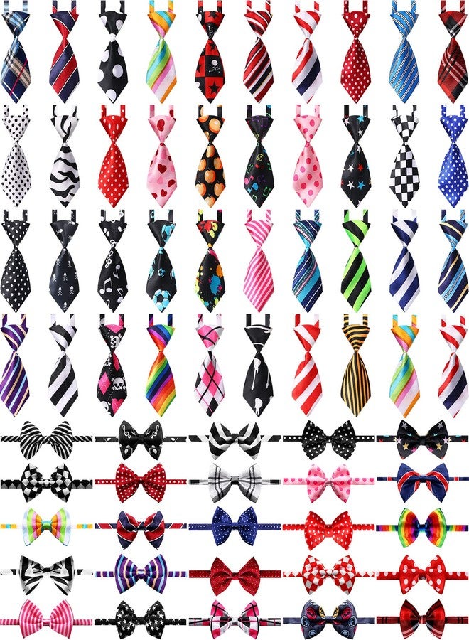 Reginary 70 Pieces Adjustable Dog Bow Ties Set Includes 40 Pet Bow Ties and 30 Neckties Dog Bowties Collars Grooming Accessories for Large Pets Cats Daily Wearing Holiday - Image 1