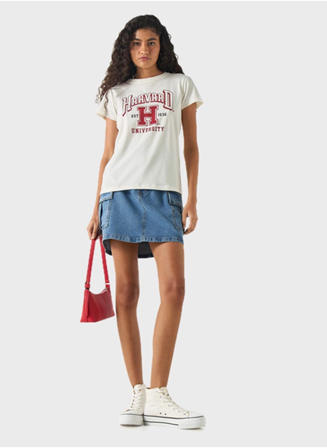 SP Characters Varsity  Print Crew Neck T-Shirt  - Image 4