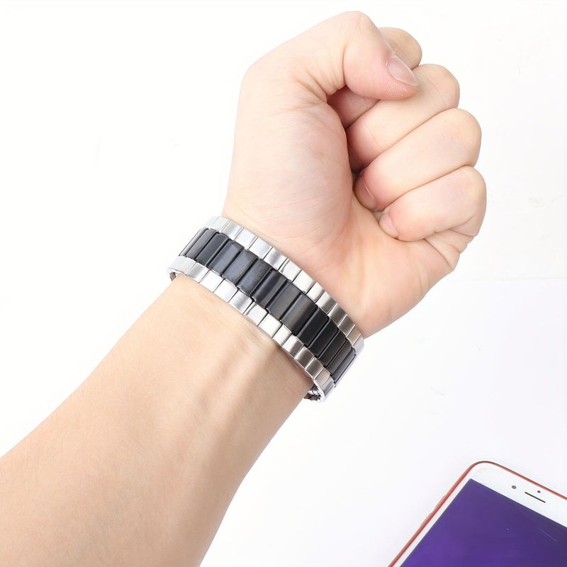 Stainless Steel Elastic Watch Band For 38 40 41 42 44 45 49 Mm Silvery Black A - Image 3