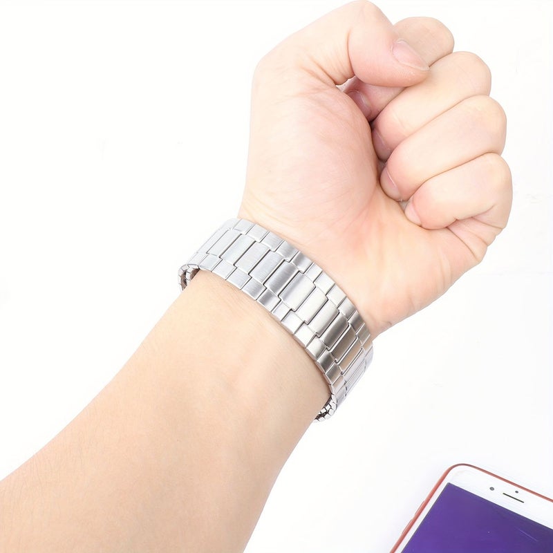 Stainless Steel Elastic Watch Band For 38 40 41 42 44 45 49 Mm Silvery Black A - Image 5