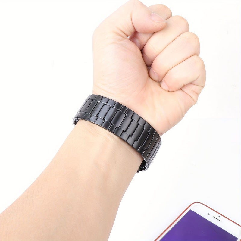 Stainless Steel Elastic Watch Band For 38 40 41 42 44 45 49 Mm Silvery Black A - Image 4