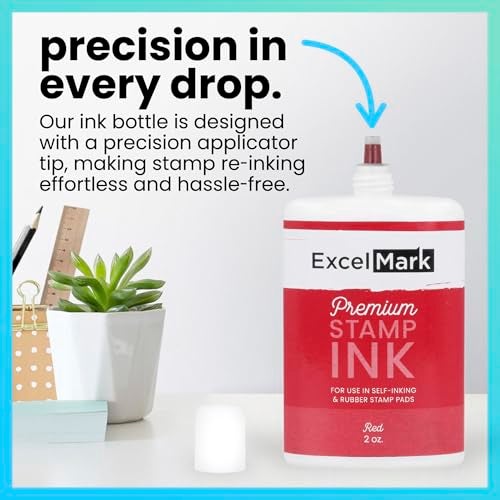 ExcelMark Self Inking Stamp Refill Ink - 2 oz. - Red Ink - Image 2