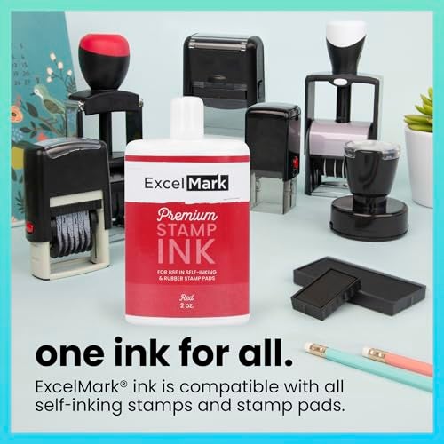 ExcelMark Self Inking Stamp Refill Ink - 2 oz. - Red Ink - Image 3