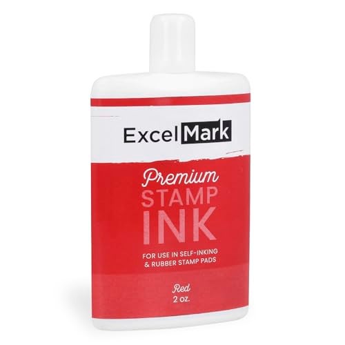 ExcelMark Self Inking Stamp Refill Ink - 2 oz. - Red Ink - Image 1