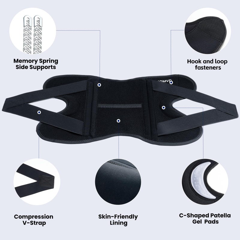 JOMVD Knee Brace for Knee Pain, Meniscus Tear, Adjustable Knee Support with Side Spring Stabilizers for Meniscus Tear, Arthritis, MCL, Patella Stability, Knee Pain Relief, Women and Men, Small - Image 3