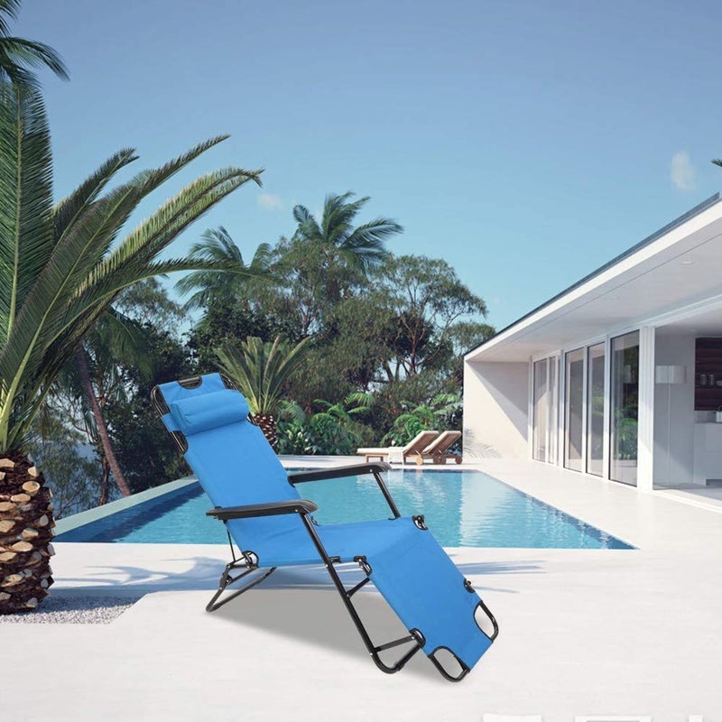 MOSHTU Metal Aluminium Adjustable Portable Folding Recliner Chair for Indoor Outdoor Home Beach Garden Lounge Camping Deck Chair
