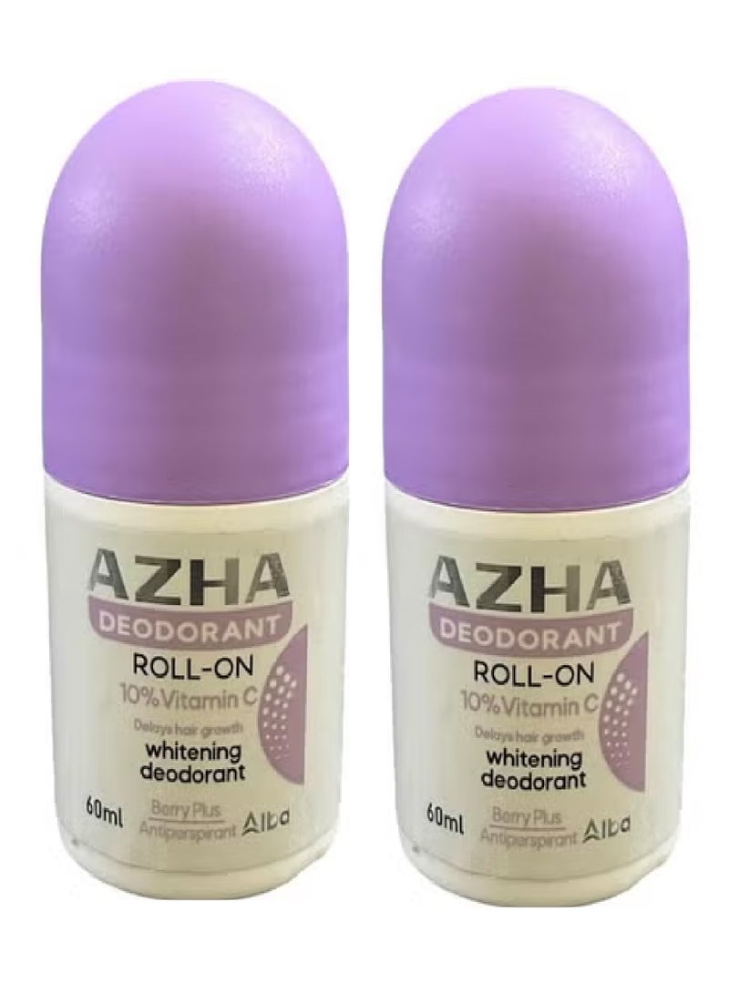 أزهى مجموعه من قطعتين  مزيل العرق رول أون للتفتيح وتأخير نمو الشعر  برائحة التوت  120مل - Image 1