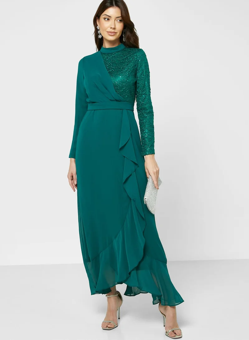 Khizana Ruffled Front Detail Dress