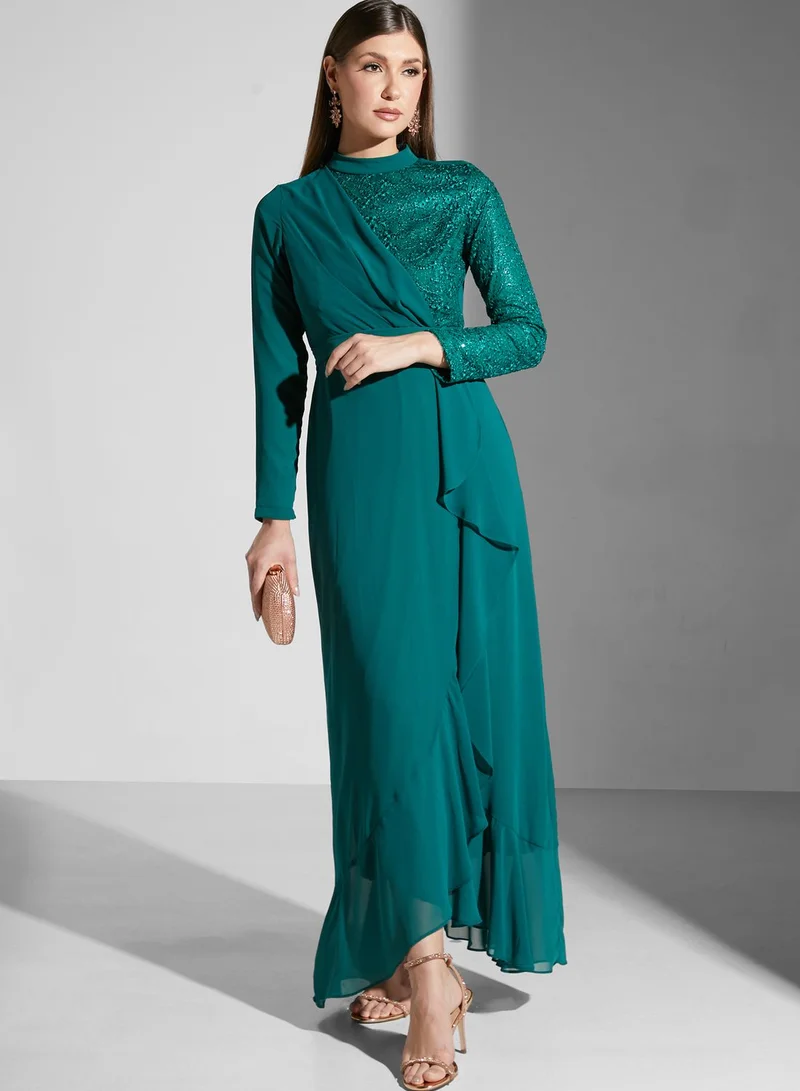 Khizana Ruffled Front Detail Dress