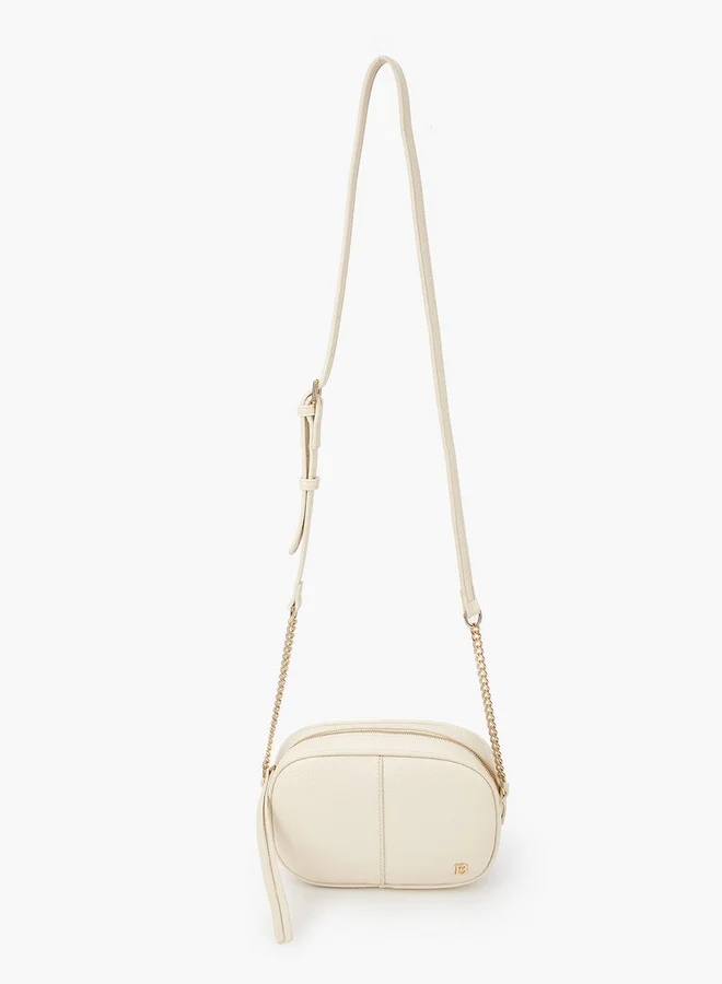 Flora Bella By Shoexpress Solid Crossbody Bag with Adjustable Strap and Zip Closure