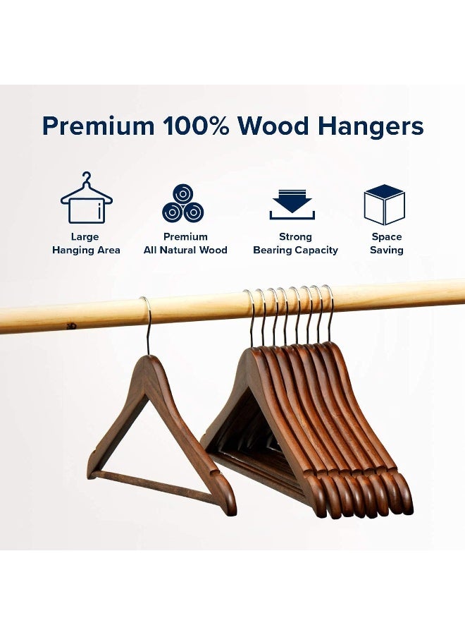 HOUSE DAY 16 Pack Walnut  Wooden Suit Hanger Non-Slip Cloth Hangers Wooden Clothes Hanger Smooth Finish Wooden Coat Hanger Premium Wooden Hangers for Clothes Dress Suit. - Image 5