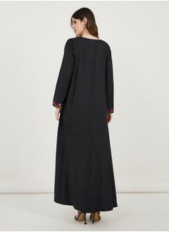 Maxim Creation Embroidered V Neck Kaftan with Printed Panel by Styli  - Image 5