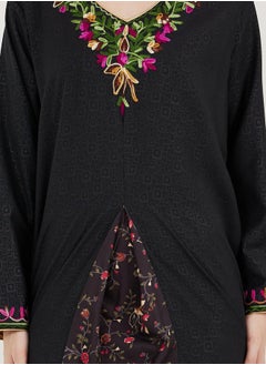 Maxim Creation Embroidered V Neck Kaftan with Printed Panel by Styli  - Image 3