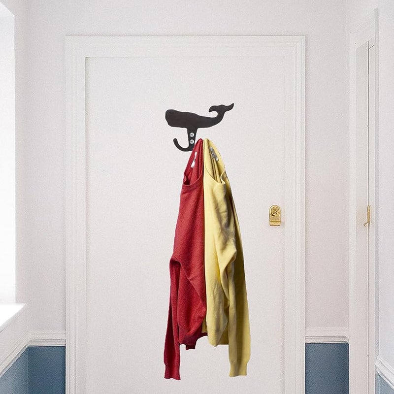 خطاف حائط حوتي كلاسيكي من الحديد الزهر لتعليق المعطف والقبعة والحقيبة والمنشفة ومفتاح منظم باللون البني - Image 5