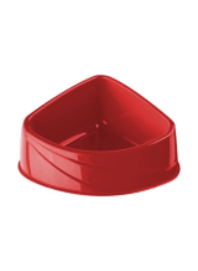 Georplast Corner Pet Bowl L Red – Space-Saving Triangular Cat & Dog Feeding Dish (24×18.5×9 cm, 700g Capacity) - Image 1