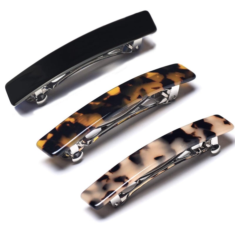 Fsmiling Hair Barrettes for Women French Hair Barrette Clip Small Acetate Hair Clips Barrette No Slip Hair Accessories 3-Pack - Image 1