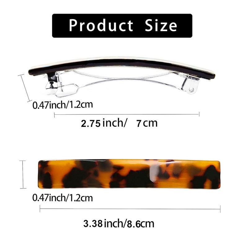 Fsmiling Hair Barrettes for Women French Hair Barrette Clip Small Acetate Hair Clips Barrette No Slip Hair Accessories 3-Pack - Image 3