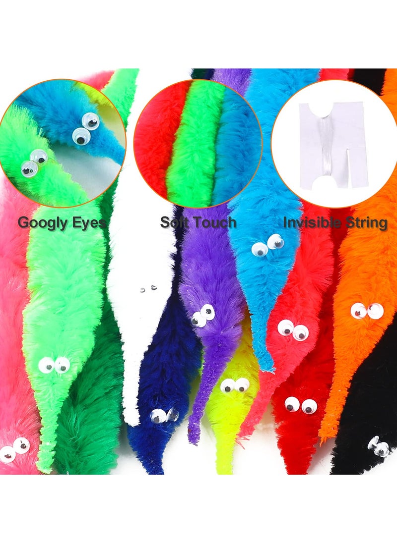 50 Pieces Magic Worm Toys Wiggly Twisty Fuzzy Worm Toys Carnival Party Favors, with Invisible String Party Favours for Kids (Multiple colors, Random Colors)