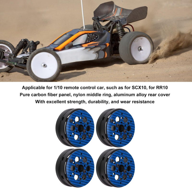 Blue 1 9 Inch RC Car Wheels Carbon Fiber Lightweight Beadlock Design For SCX10 RR10 - Image 3