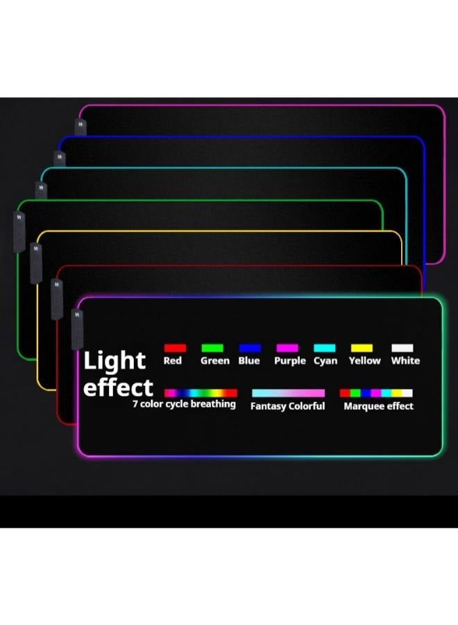 Gaming Mouse Pad, Extra Large Soft Led Extended Mouse Pad (13 Lighting Modes), Anti-Slip Rubber Base Computer Keyboard Mat, Black, 800*300*4mm  - Image 2