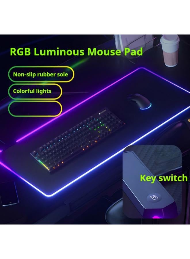 Gaming Mouse Pad, Extra Large Soft Led Extended Mouse Pad (13 Lighting Modes), Anti-Slip Rubber Base Computer Keyboard Mat, Black, 800*300*4mm  - Image 3