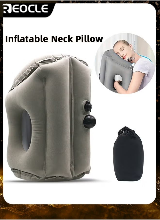 REOCLE Inflatable Travel Pillow Neck Pillow for Sleeping to Avoid Neck and Shoulder Pain Used for Airplane & Trains & Car & Bus & Office - Image 1