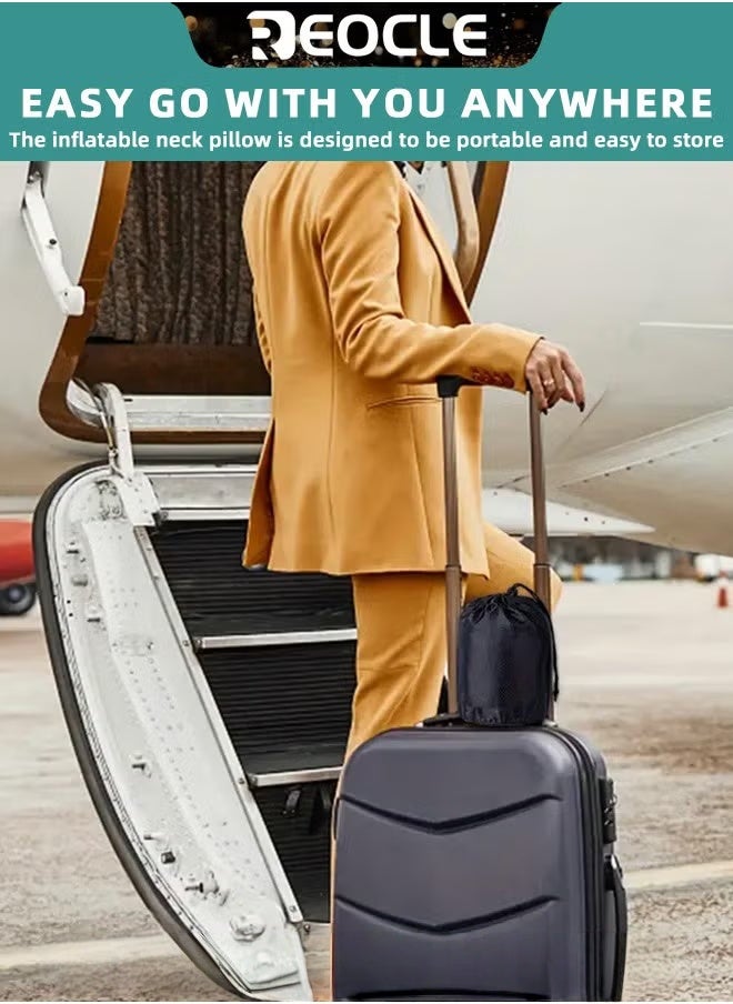 REOCLE Inflatable Travel Pillow Neck Pillow for Sleeping to Avoid Neck and Shoulder Pain Used for Airplane & Trains & Car & Bus & Office - Image 5