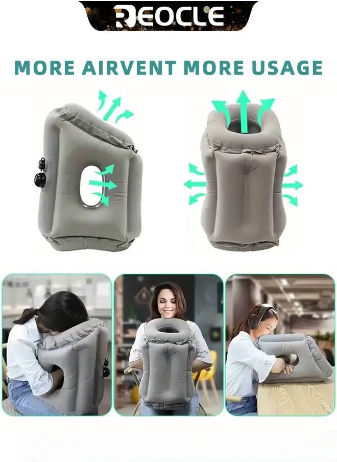 REOCLE Inflatable Travel Pillow Neck Pillow for Sleeping to Avoid Neck and Shoulder Pain Used for Airplane & Trains & Car & Bus & Office - Image 2