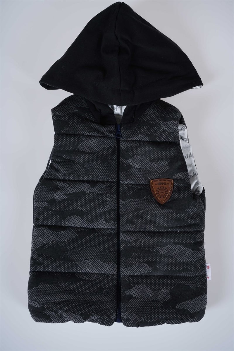 Miniko Kids New Season Hooded Zippered Baby Cotton Vest - Image 1