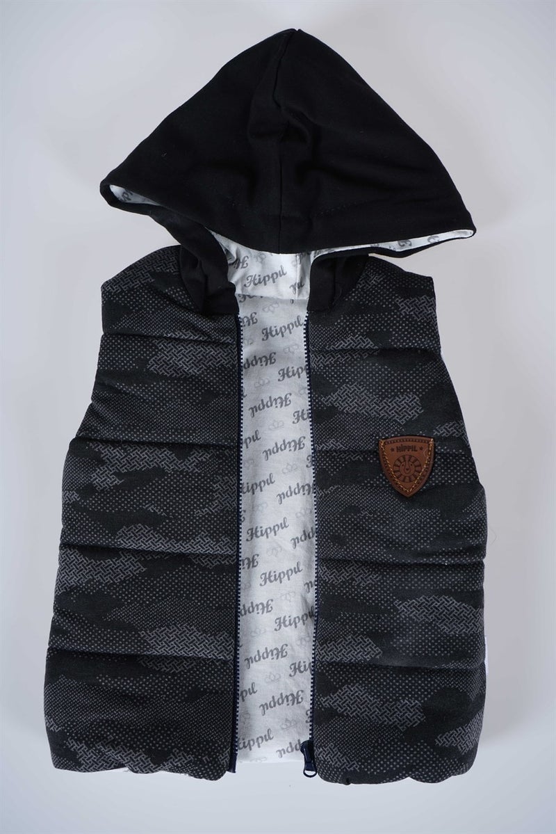 Miniko Kids New Season Hooded Zippered Baby Cotton Vest - Image 3