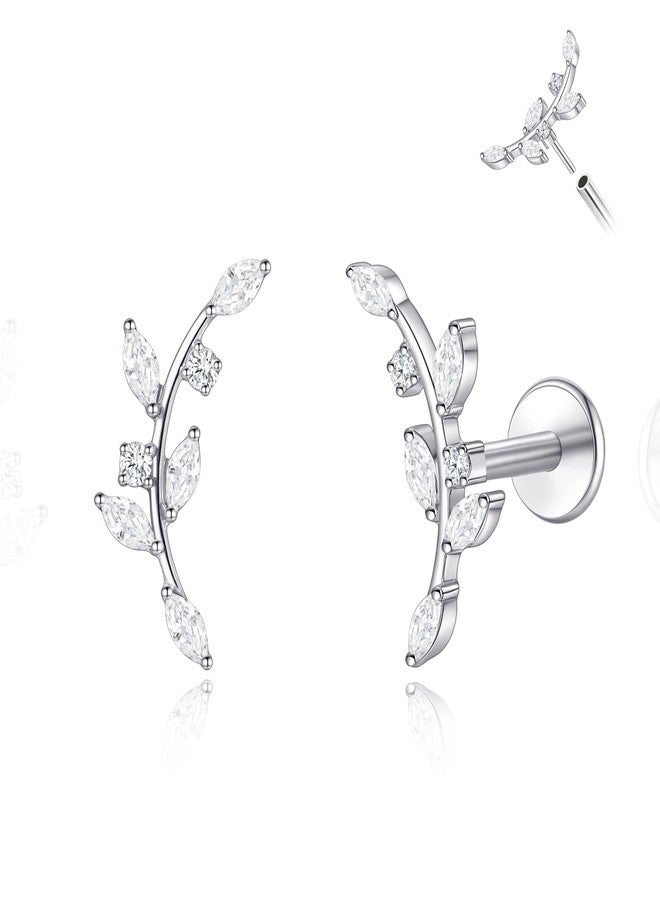 limerencia ASTM F136 Threadless Push in Titanium Earrings,Hypoallergenic Flat Back Cubic Zirconia G23 18G 6mm 8mm Body Piercing Studs for Cartilage Helix Tragus Conch(a pair) - Image 1